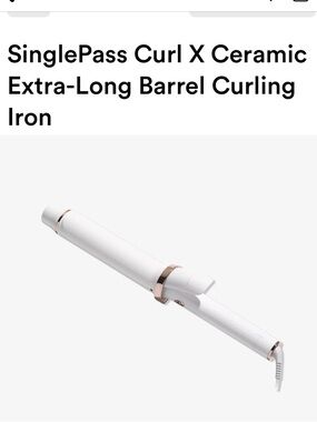 SinglePass Curl X Ceramic Extra-Long Barrel Curling Iron - White with Rose Gold